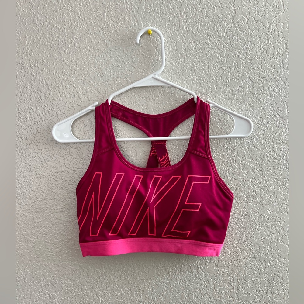 Nike Pro Women Classic Padded Sports Bra Wine/Peach 938823 607 Medium